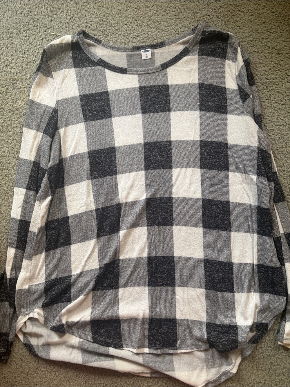 Old Navy Black & White Buffalo Plaid Long Sleeve Top